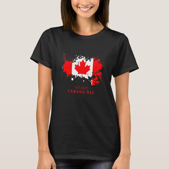 Kanadadagen lycklig 1 juli t shirt (Framsida)