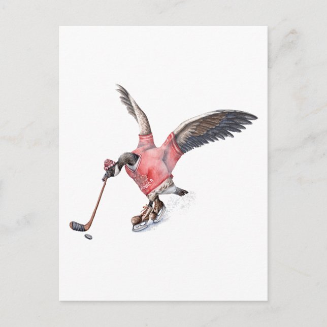 Kanadagås spelar hockey vykort (Framsida)