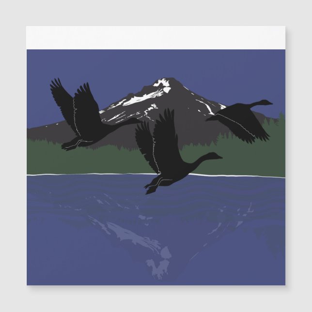Kanadagäss som flyger över Mountain Lake Wildernes (Framsida)