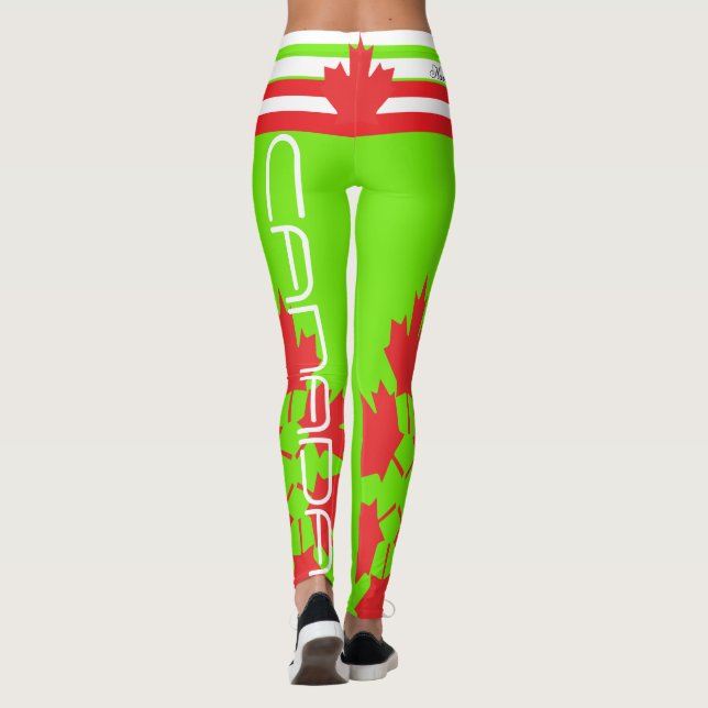 KANADANSKA FLAGGA FLOURESCENT GRÖNT LEGGING HAVIC  (Baksida)