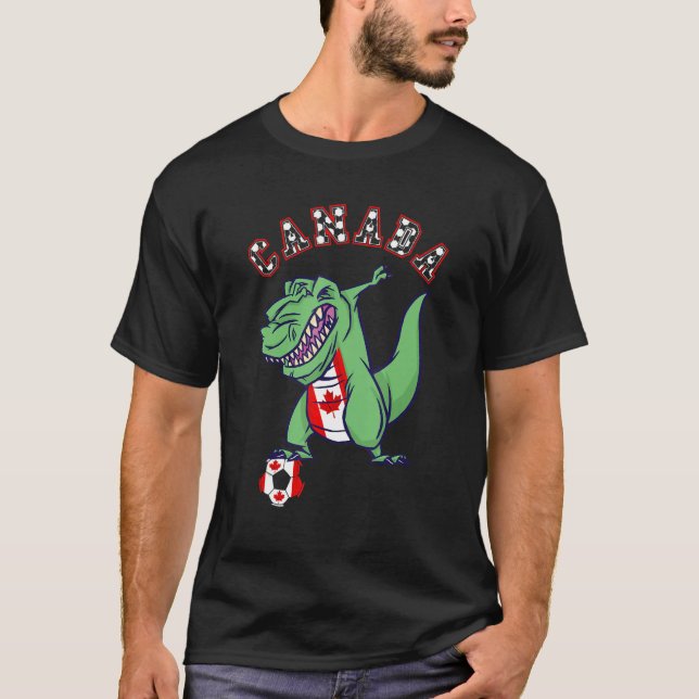 Kanadas Dabbing Rex Dino Maple Löv Canadian Ocer T Shirt (Framsida)