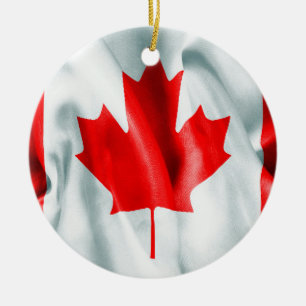 Kanadas Flagga Ceramic Round jul Ornament