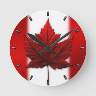Kanadas Flagga Clock Canada Souvenir Wall Clocks G Rund Klocka