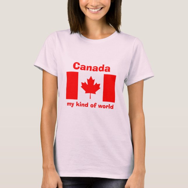 Kanadas flagga + karta + text t-shirt (Framsida)