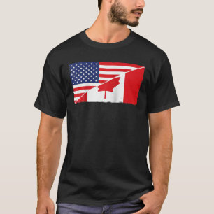 Kanadas Flagga- och USA flagga-rotnoter T Shirt