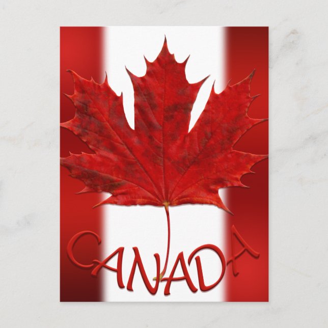 Kanadas Flagga Postkort Canadian Souvenir Postcard Vykort (Framsida)