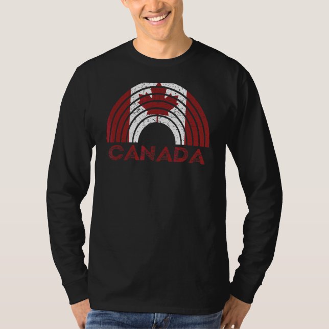 Kanadas Flagga Rainbow Distress Design T Shirt (Framsida)