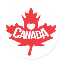 Kanadas hjärtmapel löv - vita klistermärken