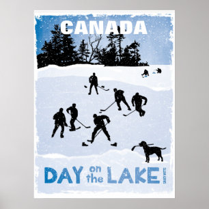 Kanadas Hockey Day on Sjö Pond Hockey Poster