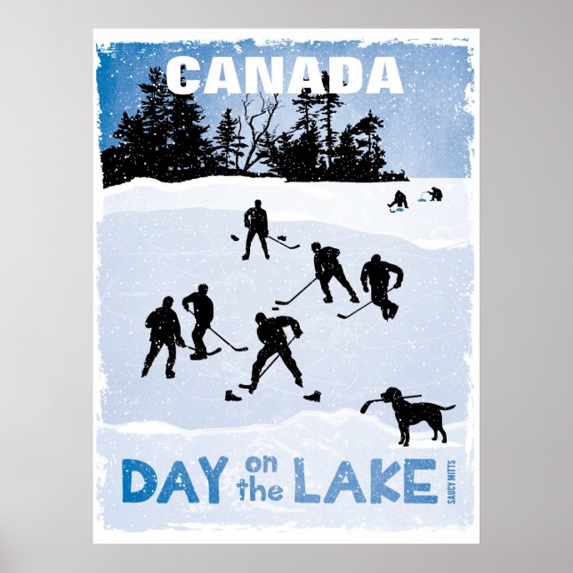 Kanadas Hockey Day on Sjö Pond Hockey Poster (Framsidan)
