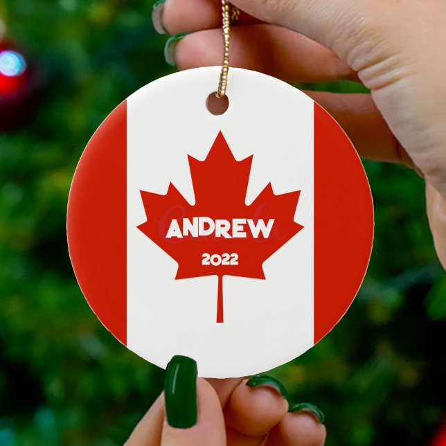 Kanadas julprydnad för kanadensare julgransprydnad keramik (Canada Canadian Flag Christmas Ornament)