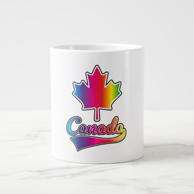Kanadas logotyp för regnbåge i Pride Jumbo Mugg (Framsidan)