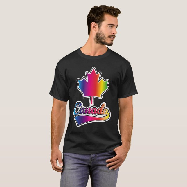 Kanadas logotyp för regnbåge i Pride T Shirt (Hel framsida)