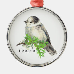 Kanadas National Bird Grått Grått Jay, Whiskey Jac Julgransprydnad Metall