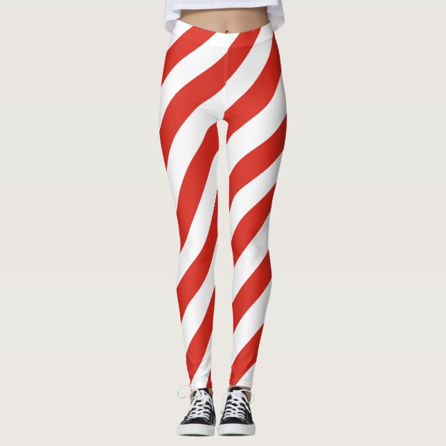 Kanadas nationella Flagga Färg Diagonal Stripe Leggings (Framsida)
