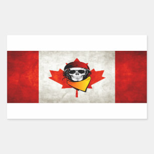 Kanadas Rebel Skull Distress Canadian Flagga Rektangulärt Klistermärke