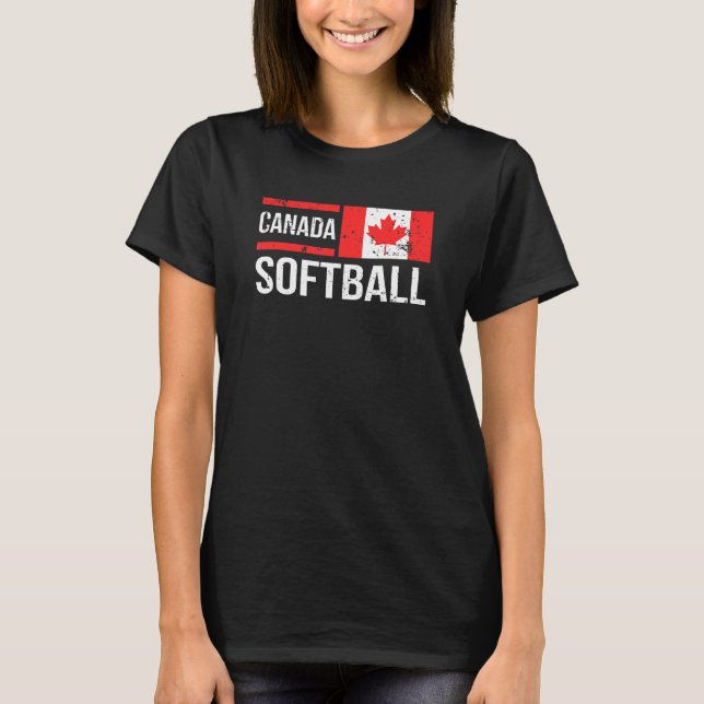 Kanadas Softboll Flag Damligan Supporterlag T Shirt (Framsida)