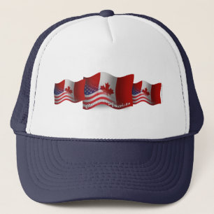 Kanadensare-Amerikan som vinkar flagga Keps