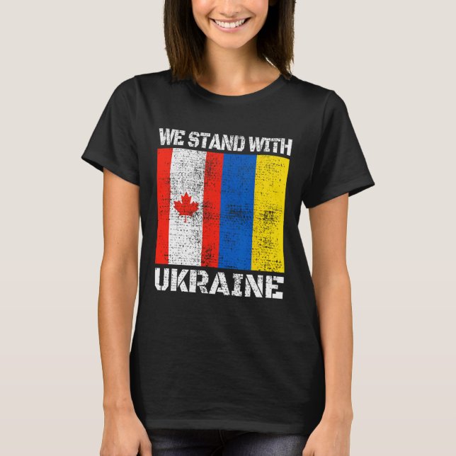 Kanadensare Stöder Ukrain Kanada Vi Står Med Uk T Shirt (Framsida)