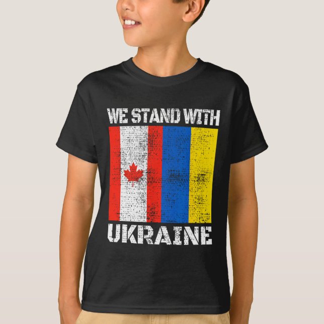 Kanadensare Stöder Ukrain Kanada Vi Står Med Uk T Shirt (Framsida)