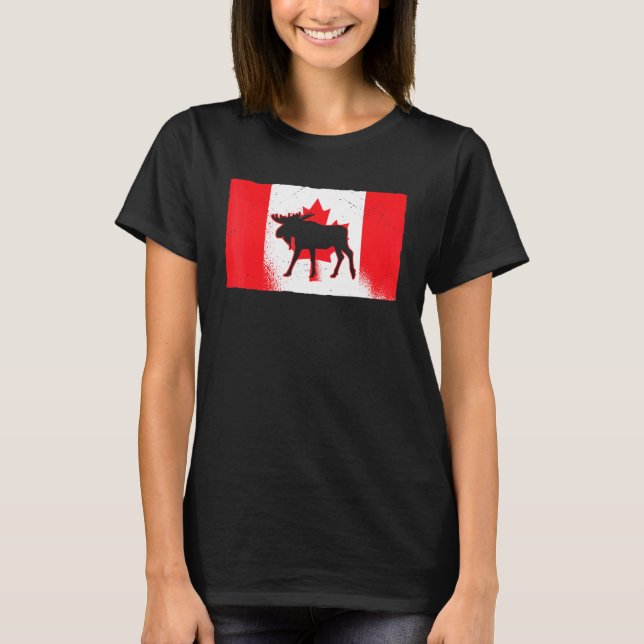 Kanadensisk Älg Kanada Dag Maple Leaf Stolt Canuck T Shirt (Framsida)