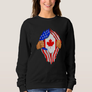 Kanadensisk blod inuti mig Usa Flagga Kanada T Shirt