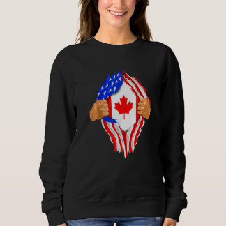 Kanadensisk blod inuti mig Usa Flagga Kanada T Shirt