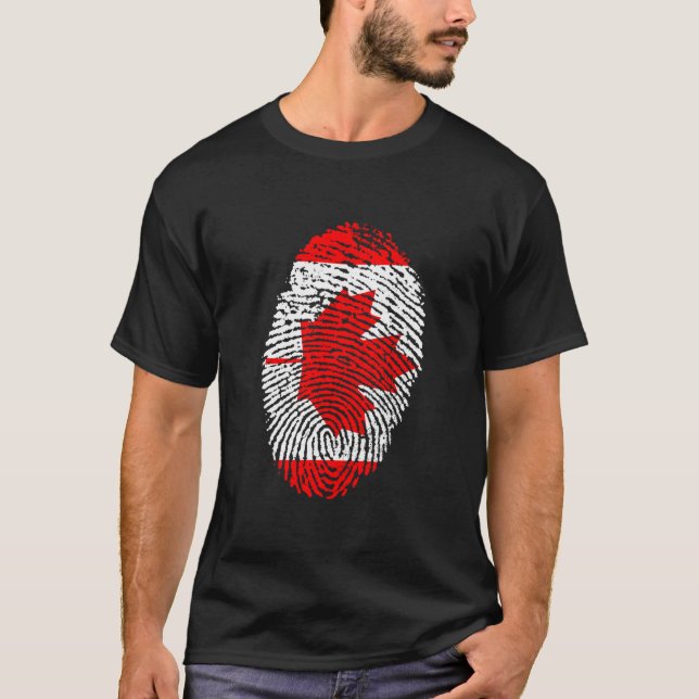 Kanadensisk finger-utskrift t-shirt (Framsida)