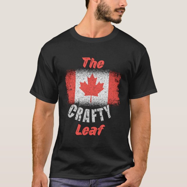 Kanadensisk Flagga 1:e juli Crafty Maple Löv Kanad T Shirt (Framsida)