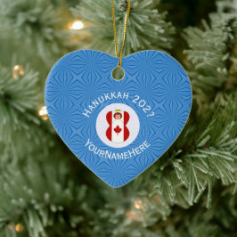 Kanadensisk Flagga Hanukkah Ängel Namn År Hjärta Julgransprydnad Keramik