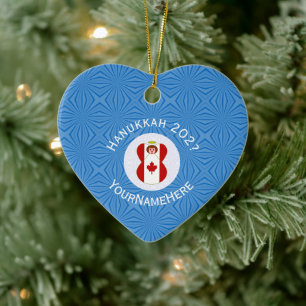 Kanadensisk Flagga Hanukkah Ängel Namn År Hjärta Julgransprydnad Keramik