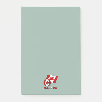 Kanadensisk flagga med fotboll post-it block