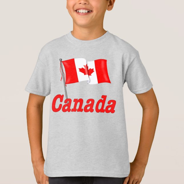 Kanadensisk Flagga och text Tee Shirt (Framsida)