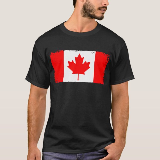 Kanadensisk flagga slitna  t shirt (Framsida)