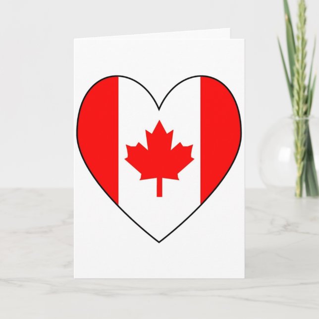 Kanadensisk flaggahjärtavalentin helgkort (Framsida)