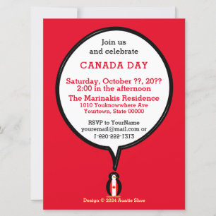 Kanadensisk flaggpratande Ms. Pingvin Canada Day Inbjudningar