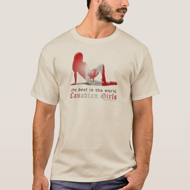 Kanadensisk flickaSilhouetteflagga T-shirt (Framsida)