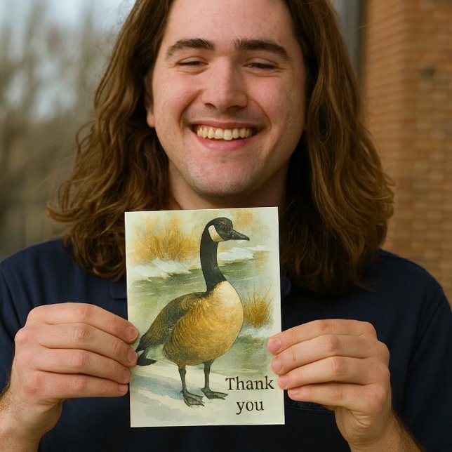 Kanadensisk gås vilda djur  tack kort (Watercolor-like Goose Thank you card with inside message for him )