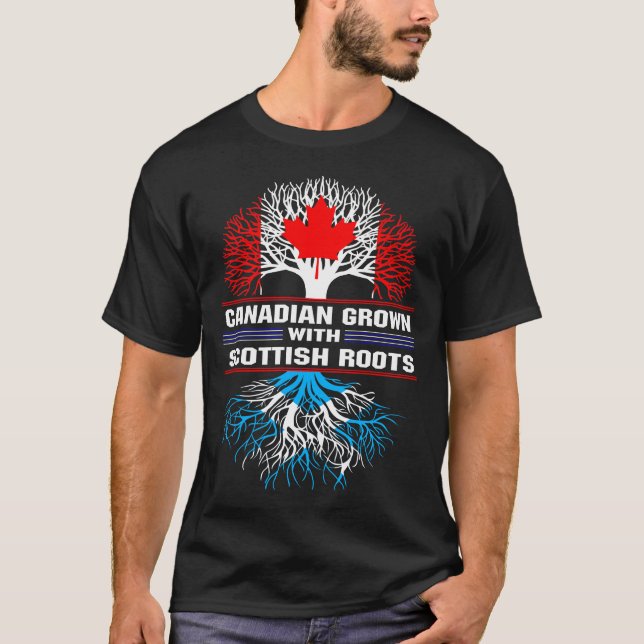 Kanadensisk gräsmark med skotska rötter t shirt (Framsida)