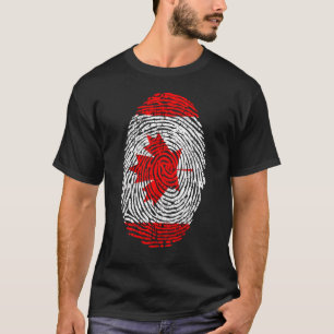 Kanadensisk kanadensisk Flagga Fingerprint Maple L T Shirt