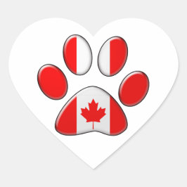Kanadensisk patriotisk katt hjärtformat klistermärke