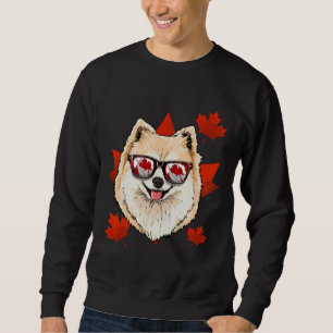 Kanadensisk pomeransk Hund Maple Löv Patriotic Can Lång Ärmad Tröja