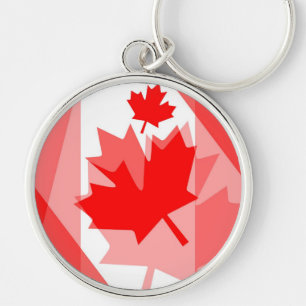 Kanadensisk rödaple Löv Stil CANADA Rund Silverfärgad Nyckelring