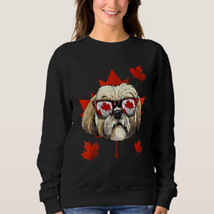 Kanadensisk Shih Tzu Lönnlöv Kanada Flagga Husdjur T Shirt