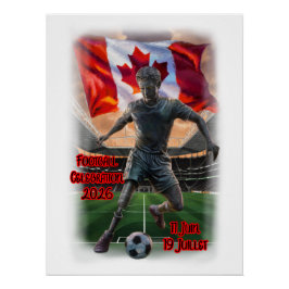 Kanadensisk staty firar fotboll på en perfect poster