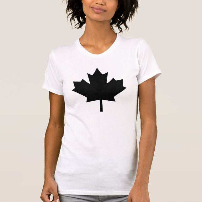 Kanadensisk svart Maple Löv-symbol T-shirt (Framsida)