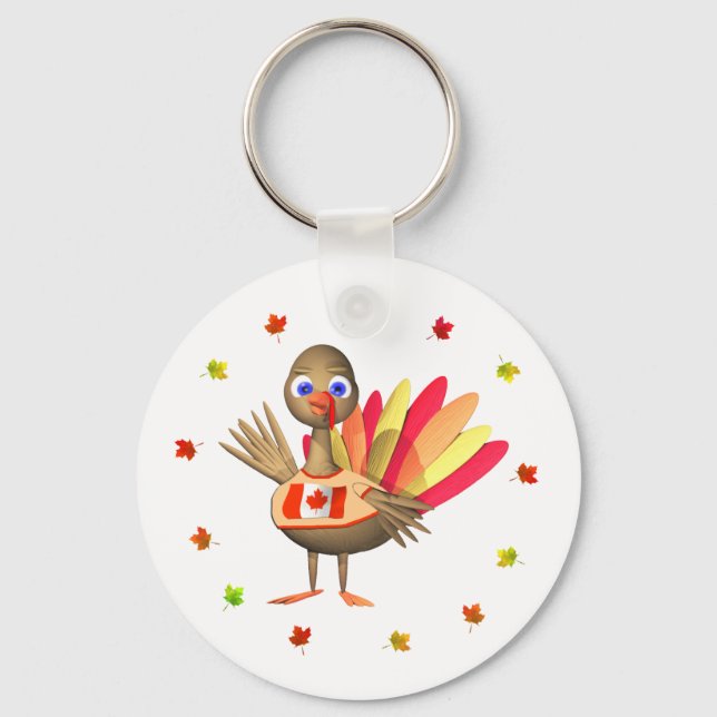 Kanadensisk Thanksgiving Baby Turkiet Nyckelring (Framsida)