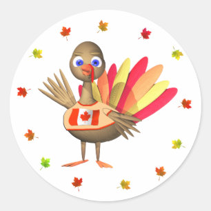 Kanadensisk Thanksgiving Baby Turkiet Runt Klistermärke