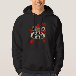 Kanadensisk Tvättbjörn Lönn Trädblad Kanadas Flagg Hoodie