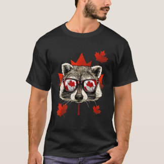 Kanadensisk Tvättbjörn Lönnlöv Kanada Flagga Skräp T Shirt